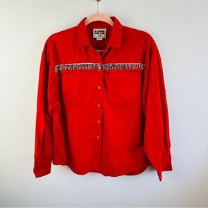 Rafter JX Red Beaded Fringe Western Long‎ Sleeve Shirt Women’s Size M
